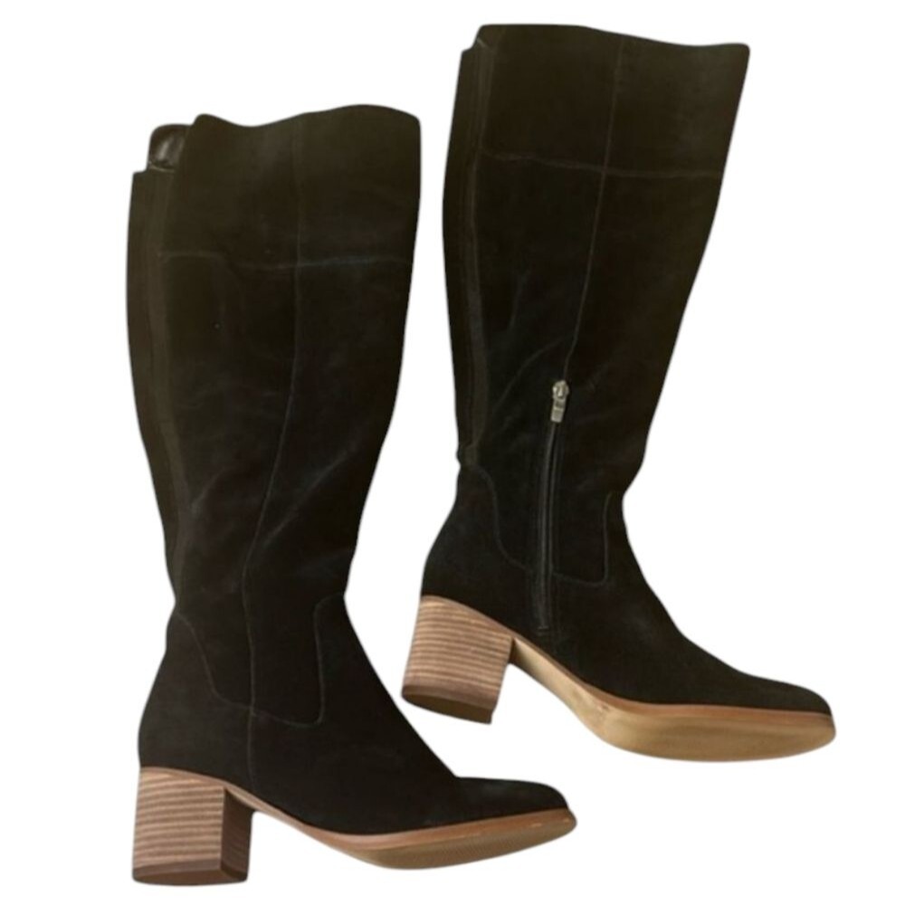 marc fisher women's black wide-calf faux suede over the knee boots size 8.5